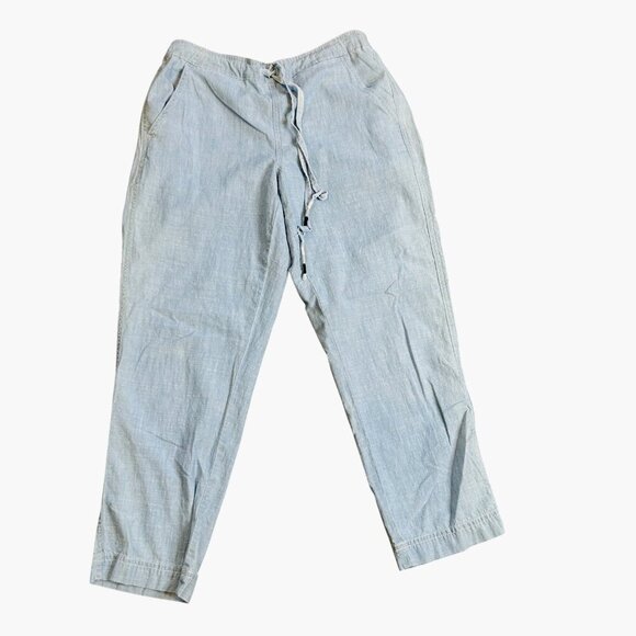 J. Crew Light Blue Chambray Coastal Casual Ankle Pants Drawstring Waist Size S - Picture 1 of 10